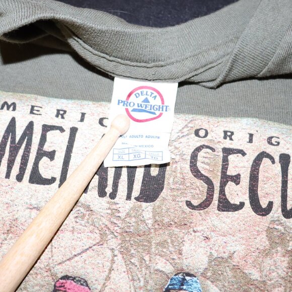 American Original Homeland Security Tee XL Olive Green Delta Pro Weight Vintage - Picture 3 of 5